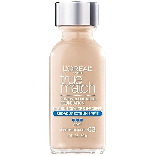 L'Oreal Paris Makeup True Match Super-Blendable Liquid Foundation, Creamy Natural C3, 1 Fl Oz,1 Count