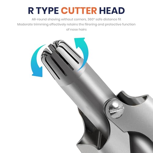 Stainless Steel Hair Trimmer for Men and Women | Manual Nose and Ear Hair Trimmer | Nose Clippers, 360¡Æ Rotating Hair Trimmers | Washable Nose Hair Remover