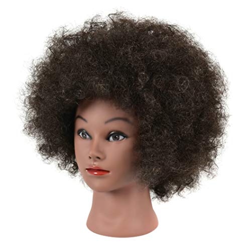 FUTAI Kinky Curly Mannequin Head 100% Human Hair with Stand