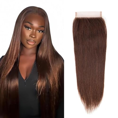 4x4 Brown Lace Closure HD Transparent 12" Brazilian Virgin Hair