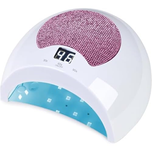 Rechargeable UV LED Nail Lamp with Diamond Design & Touch Control - 3 Timer Settings, Fast Curing for All Gel Polishes, Portable UV Nail Dryer for Professional Salon & Home (Pink)
