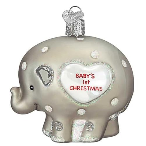 Old World Christmas Baby's 1st Elephant Glass Hanging Ornament