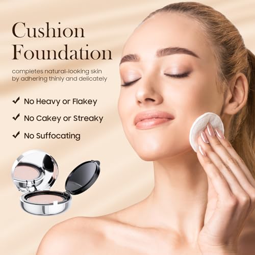 Ursoulney Mushroom Head Air Cushion CC Cream - BB Cream Foundation Makeup Moisturizing Concealer Long-Lasting, Cushion Foundation Full Coverage Self Adjusting (Ivory, 1 PCS)