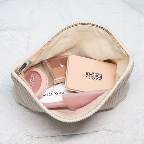 Wudygirl Makeup Bag 10.5"x7.5" Corduroy Canvas Travel Cosmetic Pouch