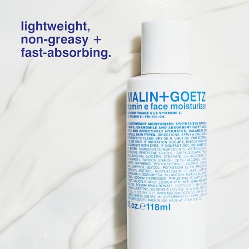 MALIN+GOETZ Vitamin E Face Moisturizer | Lightweight Hydrating Daily Face Cream Balancing All Skin Types | Fragrance-Free, Vegan | 4 Fl Oz & 8.5 Fl Oz