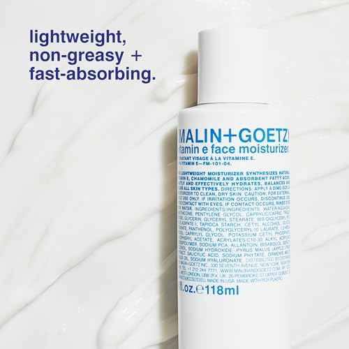 Malin + Goetz Vitamin E Face Moisturizer | Lightweight Hydrating Daily Face Cream Balancing All Skin Types | Fragrance-Free, Vegan | 4 Fl Oz & 8.5 Fl Oz
