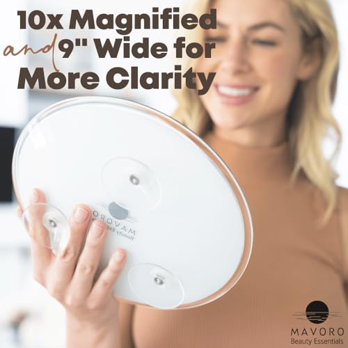 Magnifying Mirror with 3 Suction Cups 9 Inch (10X Magnification)