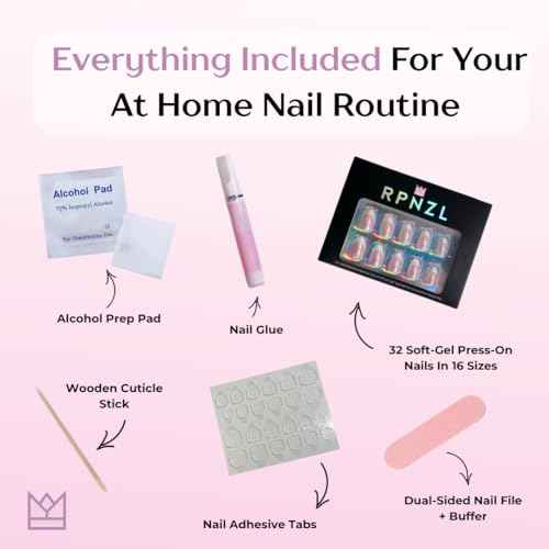 Press On Nails - Paris | French Tip, UV Finish Almond Nails, Reusable | 16 Sizes - 32 Nails in Kit with Glue (French Toast)