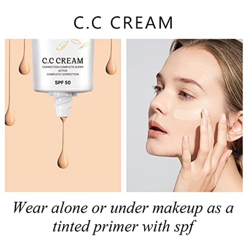 NIFEISHI CC Cream 2 Pack, Self Adjusting for Mature Skin, Super Active Foundation With SPF 50 for Face and Body Color Correcting