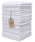 Textila Terry Wash Cloths 12x12 – Pack of 10 White Cotton