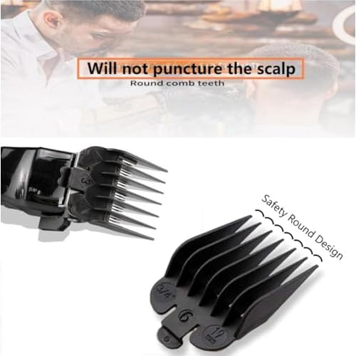 Professional Hair Clipper Combs Guides Set - 1/16 to 1 Size Range, Black Replacement Guards£¬COMPATIBLE WITH WAHL Most Clippers/Trimmers (8 Pieces)
