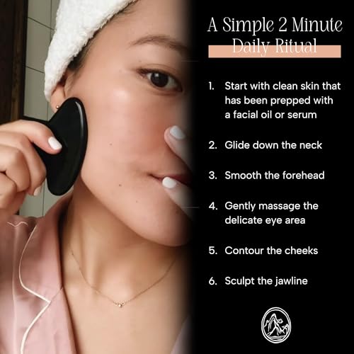 Mount Lai Obsidian Gua Sha Facial Tool ? The Stone of Transformation ? 100% Genuine Black Obsidian Stone Face Sculpting Tool for Lymphatic Drainage, Puffiness Reduction & Jaw Tension Relief