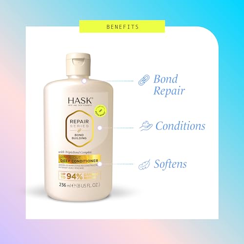 HASK Bond Building Rinse-Out Deep Conditioner with Triple Bond Complex & Argan Oil, Repairs Damage, Softens, Adds Moisture, Sulfate-Free, Cruelty-Free, Color-Safe ? 8 oz