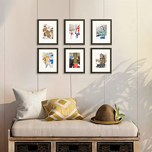 upsimples 16x20 Picture Frame Set of 5, Display Pictures 11x14 with Mat or 16x20 Without Mat, Wall Gallery Poster Frames, Brown