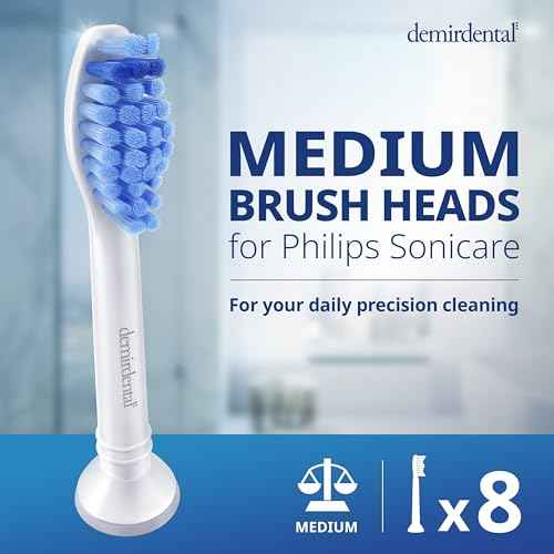 Replacement Heads - Compatible with Philips Sonicare Replacement Heads - Medium Replacement Toothbrush Head - Replaces HX6015/03 SimplyClean Toothbrush Heads - White - 8 Pcs
