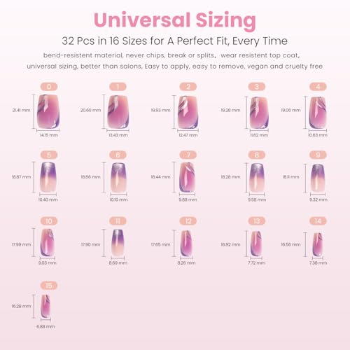 Purple Hour Short Coffin Press On Nails - 32 Pc Kit