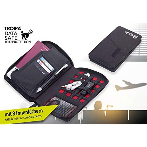 TROIKA CARGOSAFE ? TRV90/DG ? Travel case + zipper ? fraud prevention (RFID chips) ? 4 card compartments, 2 compartments for passports, boarding tickets ? mesh pocket, pen loop ?TROIKA-original