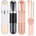 3 Sets Travel Makeup Brush Set 4 in 1 Portable Travel Lip Retractable Eyeshadow Professional Foundation Blending Brush Gifts for Women Facial Cosmetics Makeup Set