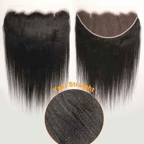 BEEOS Yaki Straight 13x6 SKINLIKE Real HD Lace Frontal, Pre-Plucked Bleached Knots 0.10mm Ultra-thin Invisible HD Lace Human Hair Frontal 14 Inch