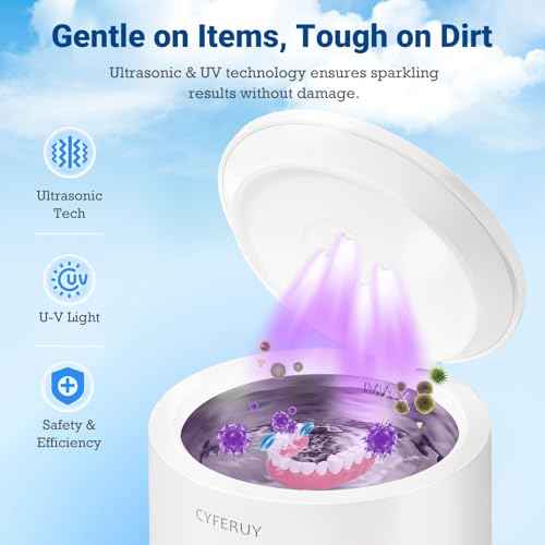 Ultrasonic Retainer Cleaner - 45kHz Retainer Cleaner Machine Dental Cleaning Pod for Dentures, Mouth Guard, Night Guard, Toothbrush Heads, Jewelry with 3 Modes & 160ML Capacity