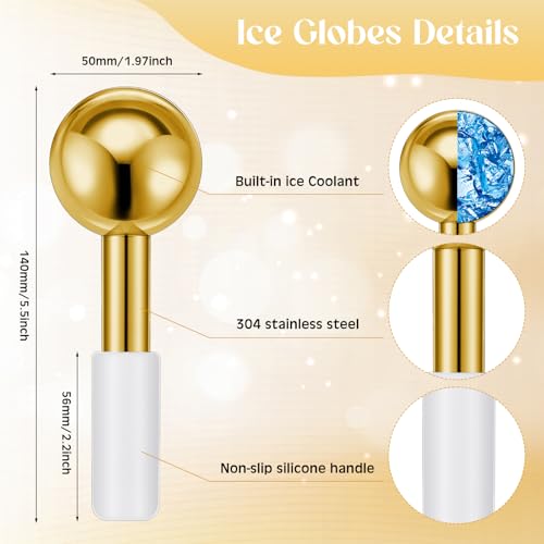 Baderke Stainless Steel Ice Globes for Face - Cooling Roller Set