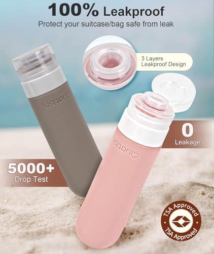 Quatish Travel Bottles 3 oz TSA Approved Leakproof 6 Pack