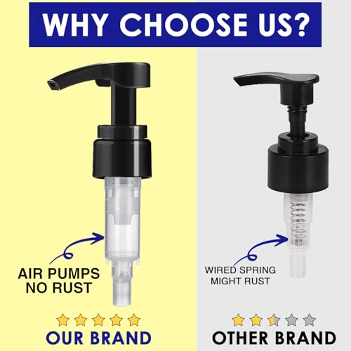 Shampoo Pump Dispenser for 33.8 oz Bottle, 2-Pack Black & White