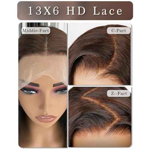 4# Chocolate Brown Human Hair Lace Front Wigs 200 Density Straight Lace Front Wig Human Hair 26 Inch 13x6 HD Lace Frontal | Soft Non-shedding Non-tangling Full Length No Peculiar Smell