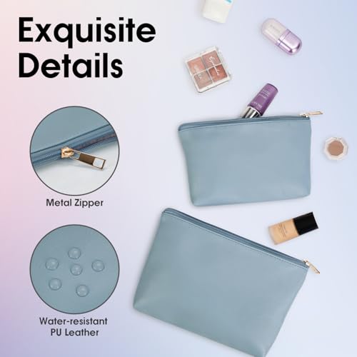 Wandering Nature Vegan Leather Makeup Bag Set - 2 Sizes, 2 Pack