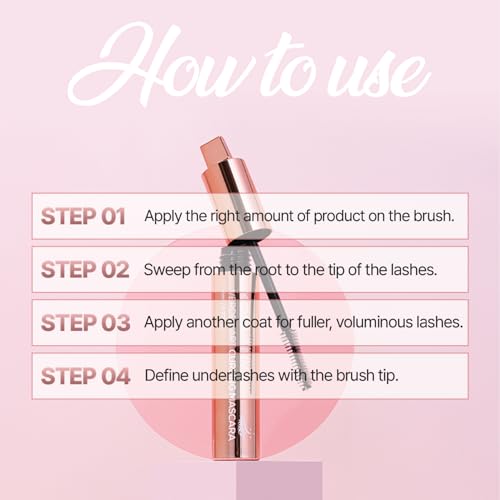 Verdea Art Volume Waterproof Mascara ? K-Beauty, Long-Lasting, Smudge-Proof Korean Formula for Voluminous, Curled Lashes ? Clump-Free, Lightweight & Buildable ? 0.26 fl oz