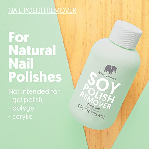 ella+mila Soy Nail Polish Remover - Non-Acetone, Unscented, 4 fl oz