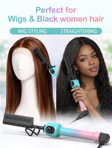 DAN Technology Electric Hot Comb for Wigs - Ceramic Straightening Comb with Adjustable Temp Dial 280-450°F