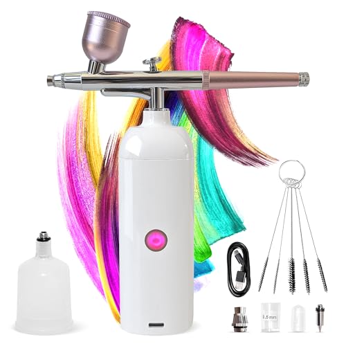 MULLIGANO Cordless Airbrush Kit with Compressor, Dual Battery