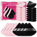 Black and Pink Triangle Makeup Powder Puffs Set - 24 Pcs with Storage Case