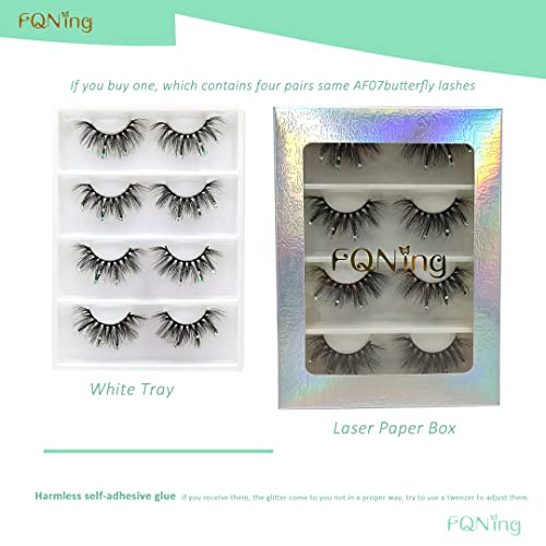 Butterfly Rhinestone Mink Eyelashes - 4 Pairs Dramatic