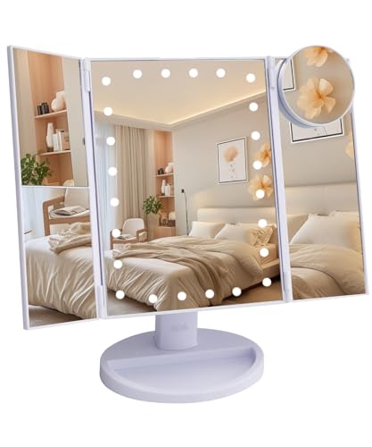 Mr. Pen Tri-Fold Lighted Makeup Mirror with Touch Control & 2X-10X Magnification