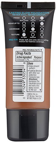 L'Oreal Paris Infallible Pro-Glow Foundation, Cocoa, 1 fl; oz. (Pack of 2)