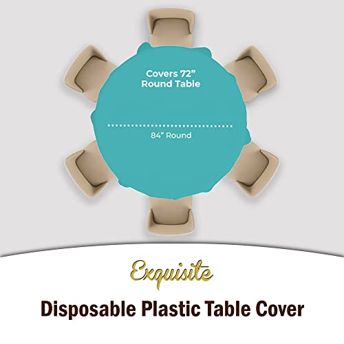 Exquisite 12-Pack Premium Plastic 84-Inch Round Tablecloth - Aqua Blue