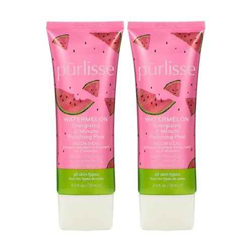 Purlisse Watermelon Energizing 2 Minute Polishing Peel, Cruelty-free, Paraben & Sulfate-free, Brightening & Smoothing, 2 Pack