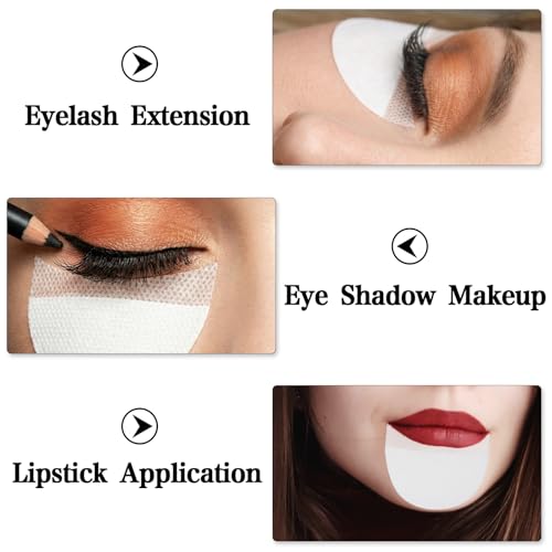 200pcs Eyeshadow Shields, Lint Free Eyeshadow Shield Gel Pad Under Patches, Eye Shadow Pads Stencils Under Eye Pads, Prevent Makeup Residue for Eyelash Extensions, Eyeliner, Lip and Tinting Makeup
