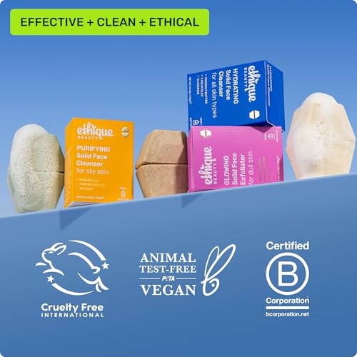 Ethique Hydrating - Solid Face Cleanser for All Skin Types - Plastic-Free, Vegan, Cruelty-Free, Eco-Friendly, 3.9 oz (Pack of 1: 2 bars)