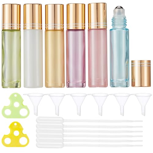 6Pcs 10ml Roller Ball Bottles for Essential Oils, Refillable