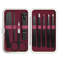 Yougai Maroon 9-Piece Tweezers & Nail Clippers Set with Travel Case - Professional Beauty Tools