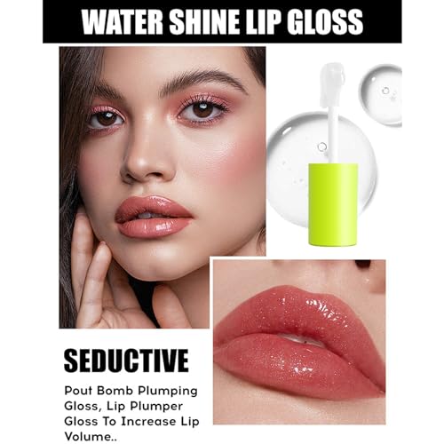 Loobexery 4 Colors Fat Oil Lip Gloss, Lip Oil Lip Glaze Hydrating Lip Glow Oil Big Brush Head Moisturizing Lip Gloss, Shiny Transparent Tinted Plumping Lip Oil Nourishing Non-sticky (A#)