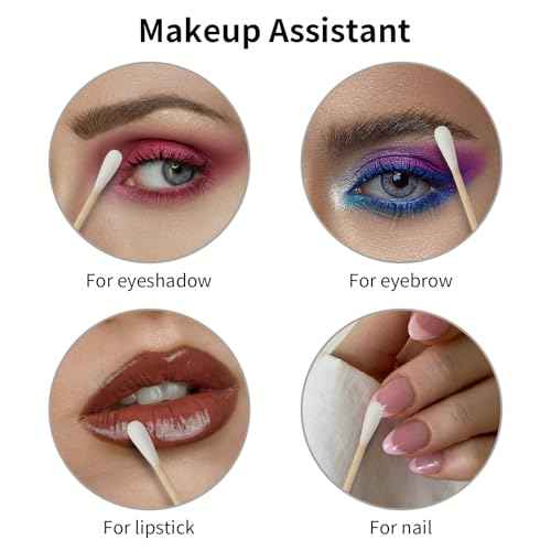 Vaincre 300PCS Long Cotton Swabs - 6" Cleaning Cotton Swab Buds with Wooden Sticks, Microblading Eyeshadow Tip Applicators, Microswabs Swabsticks for Dogs Makeup Nail Art Tattoo Permanent Supplies