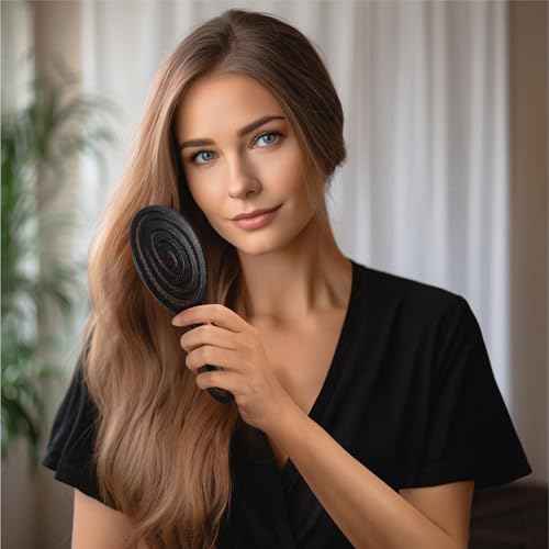 Ninabella Spiral Hairbrush - Detangle Hair Brush - For Brushing Wet or Blow Dry Hair - Detangler Vent Brush - Black with Pink