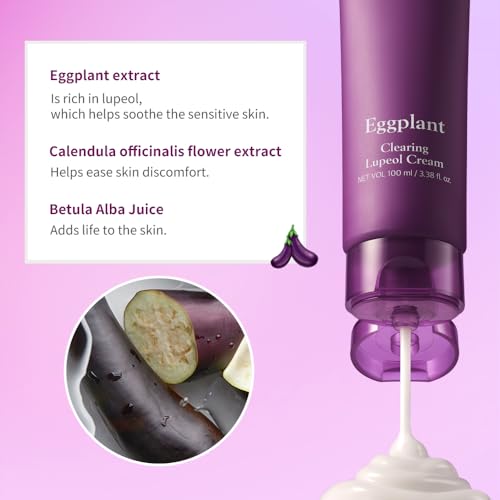 Papa Recipe Eggplant Clearing Lupeol Cream(3.38fl oz/100ml) - Soothing & Hydrating Face Moisturizer Cream for Dry Skin, Oil Water Balance Care, Sensitive, Acne-Prone Skin Friendly, Korean Face Cream