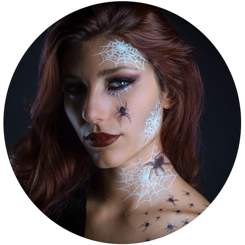 Halloween Spider Web Face Tattoos - 2 Complete Looks