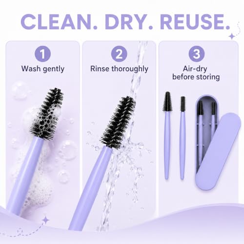 AQUP Reusable Grey Eyebrow & Eyelash Brush with Case - Makeup Spoolie Tool