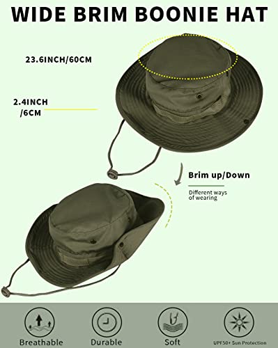 Sun Hats for Men Women Bucket Hat UPF 50+ Boonie Hat Foldable UV Protection Hiking Beach Fishing Summer Safari(1pack-Sansha Camo)